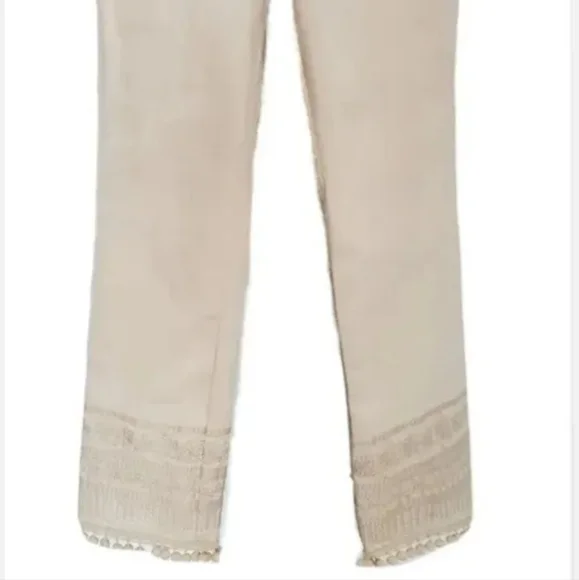 SOLD ‼️ Tory Burch Women's Lana Embroidered Cuff Jeans Pompom NWT $248.00 27 SM - Picture 9 of 9